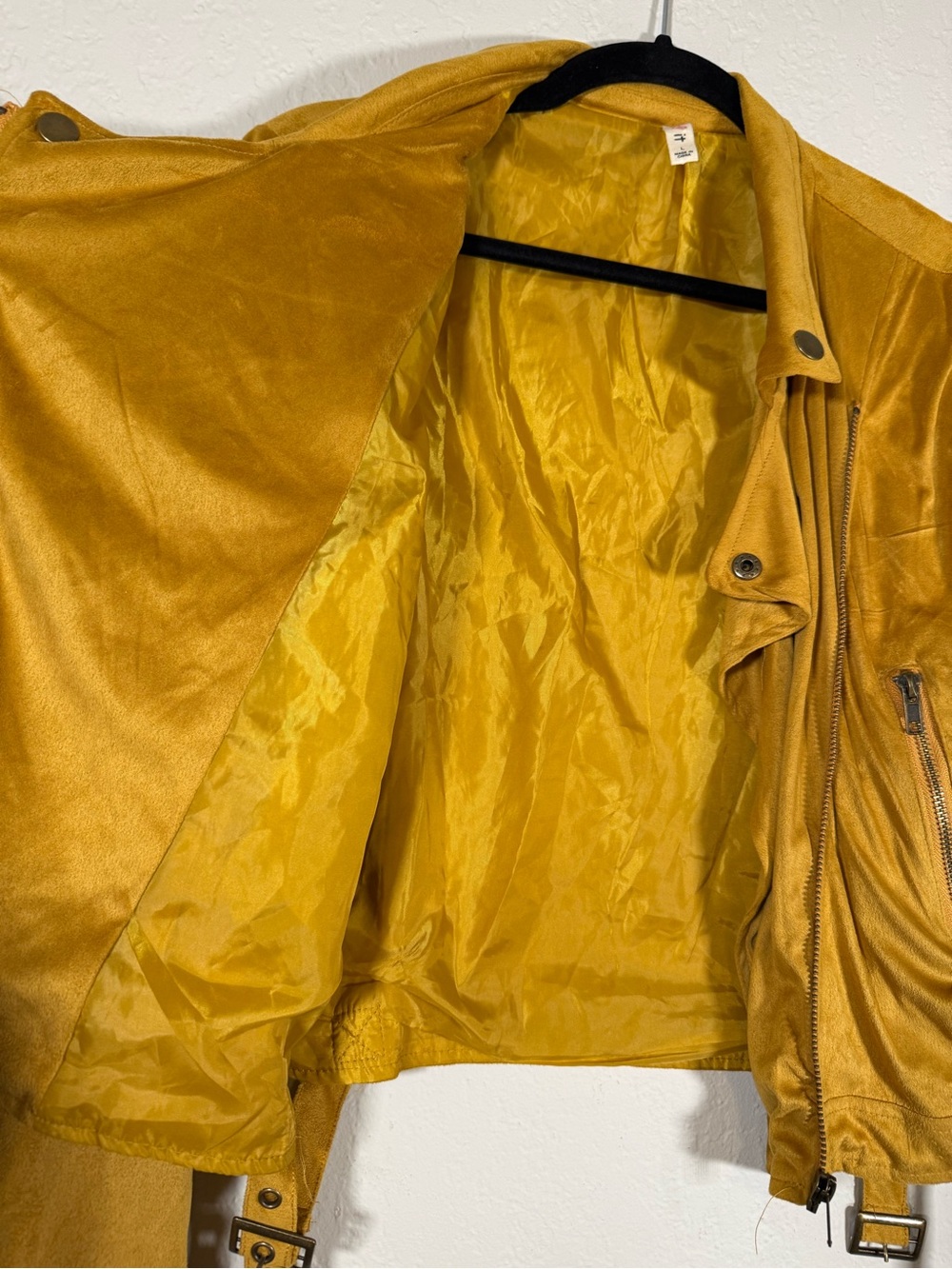 Women’s Mustard Yellow Moto Jacket Suede Large - Picture 4 of 10